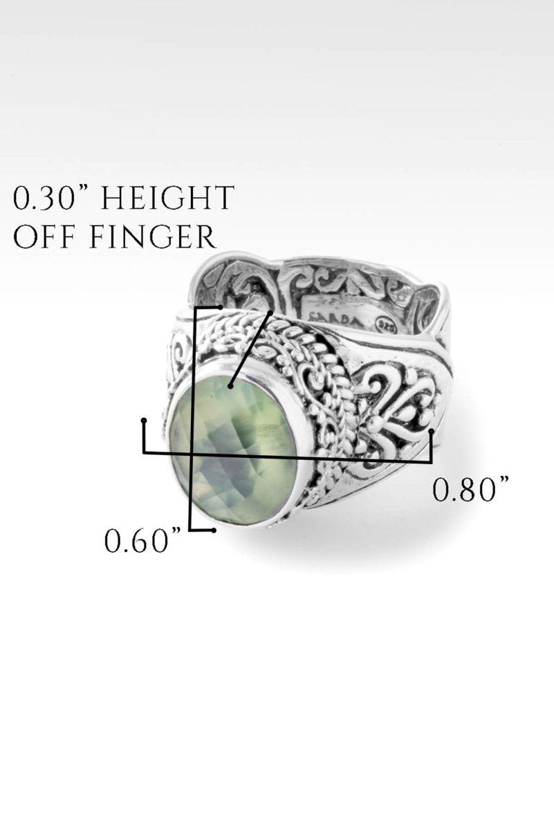 Prehnite Heaven and Earth Ring™ - Elegant Gemstone Jewelry for Women, Spiritual Healing & Meditation Accessory