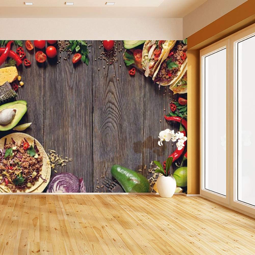 Mexican Street Food Peel and Stick Wallpaper - Self-Adhesive Removable Vinyl Wall Mural for Kitchen, Dining Room & Home Decor (Large Roll, Easy Installation)