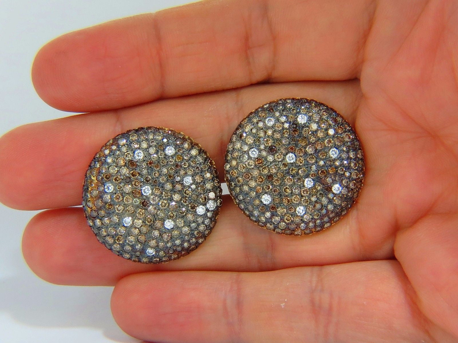 6.00ct Natural Fancy Color Diamond Bead Set Earrings in 18K Gold - Perfect for Weddings, Parties & Special Occasions