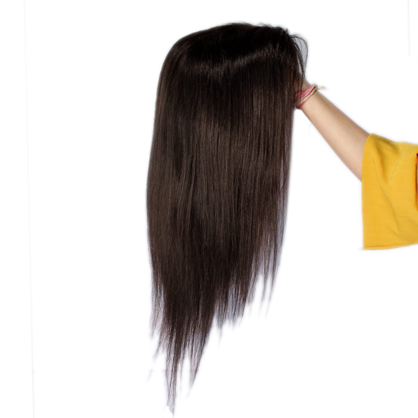 Premium 100% Human Hair Wig with Straight Front Lace Full Cap for Women - Natural Brown | Includes Free Hair Dryer | Perfect for Daily Wear, Cosplay & Special Occasions