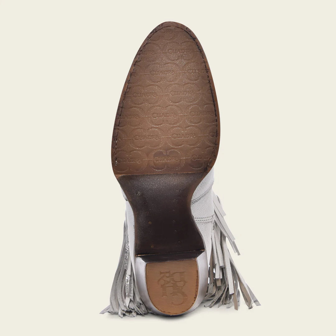 Cuadra Women's White Western Cowgirl Leather Boots - Stylish & Comfortable for Rodeo, Country Dance & Everyday Wear