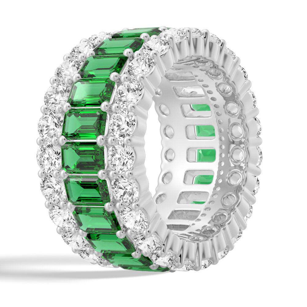 15.4 CT Lab-Created Baguette Gemstone Eternity Band for Women - Sparkling Wedding Ring, Anniversary Gift & Special Occasion Jewelry