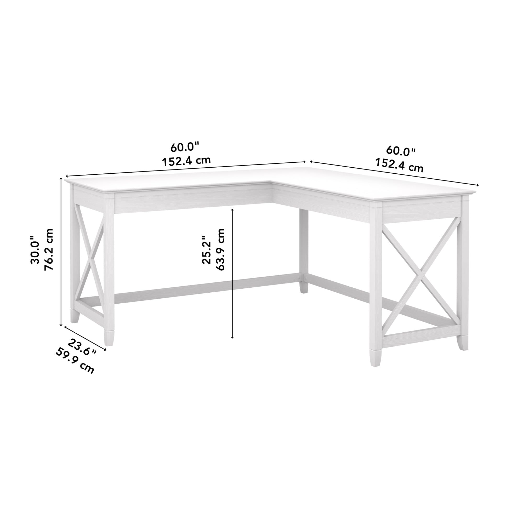 Bush Furniture Key West 60W Modern Farmhouse L-Shaped Desk in Pure White Oak | 60-Inch Corner Computer Desk for Home Office | Perfect for Small Spaces & Remote Work