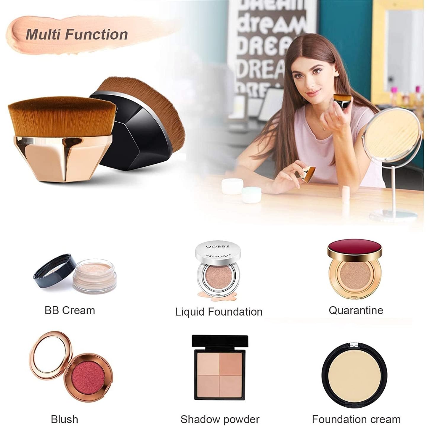 Sunaina Professional Makeup Brush Set - Foundation Brush for Liquid, Powder & Cream Blending | Soft Nylon Bristles for Flawless Application | Includes Protective Travel Case | Perfect for Everyday Makeup & Professional Use (1 Pack)