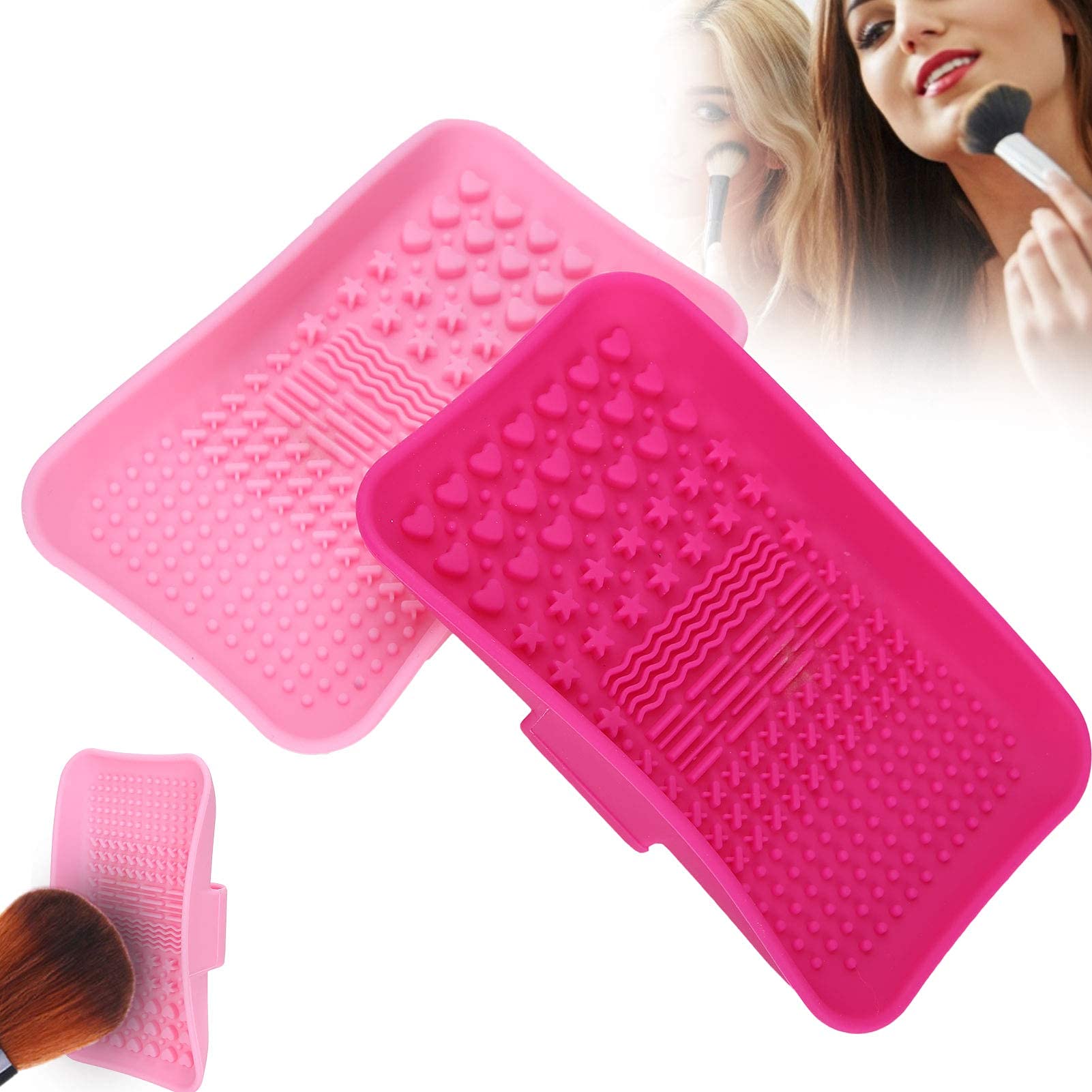 2 Pack Silicone Brush Cleaner & Makeup Brush Cleaning Mat – Reusable Cosmetic Brush Washing Pad for Professional & Home Use – Perfect for Daily Makeup Brush Care & Deep Cleaning