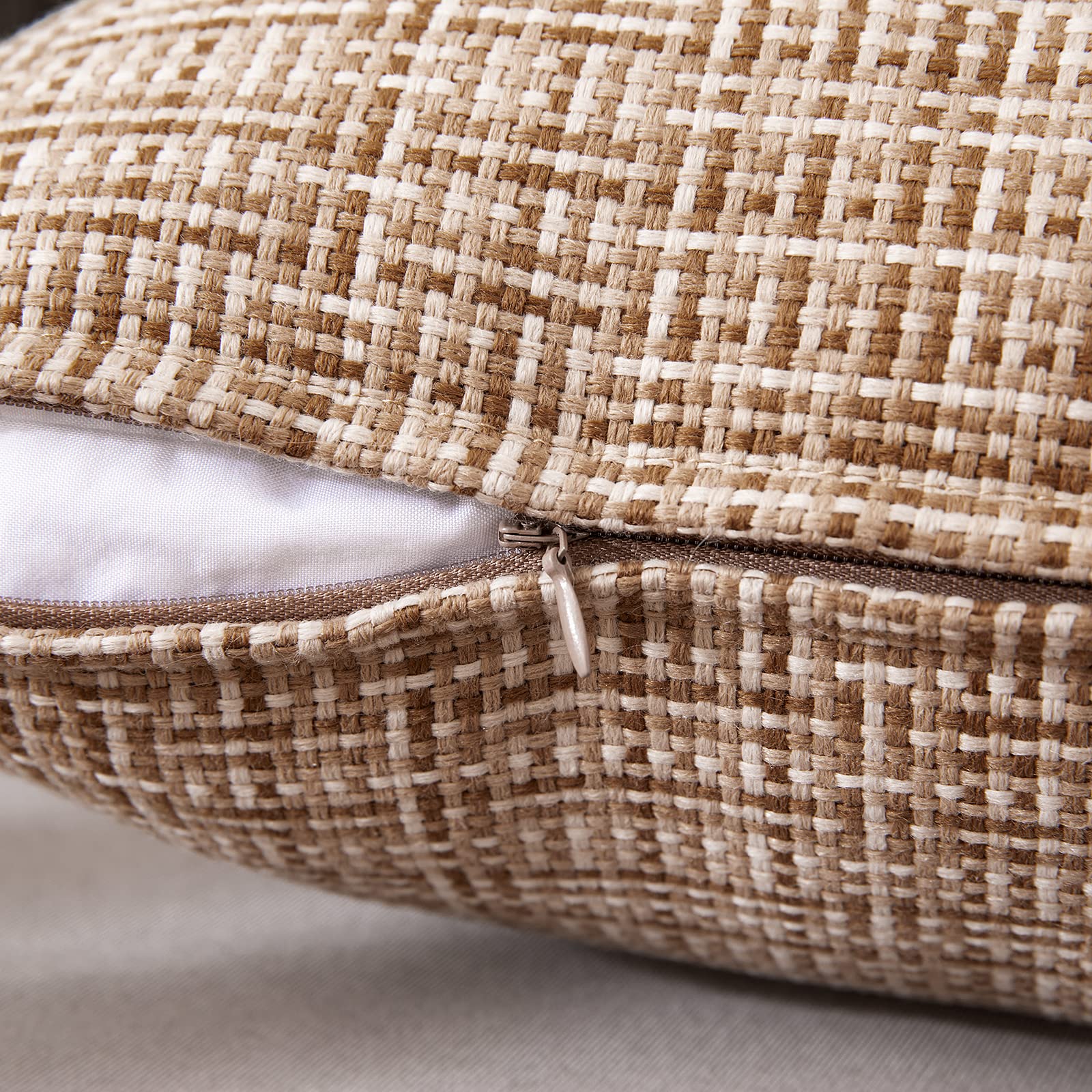 MIULEE Waterproof Outdoor Throw Pillow Covers 16x16 Inch - Farmhouse Decorative Cushion Covers for Patio, Garden, Tent, Sofa & Couch - Pack of 2 Beige - Perfect for Outdoor Furniture, Camping & Home Decor
