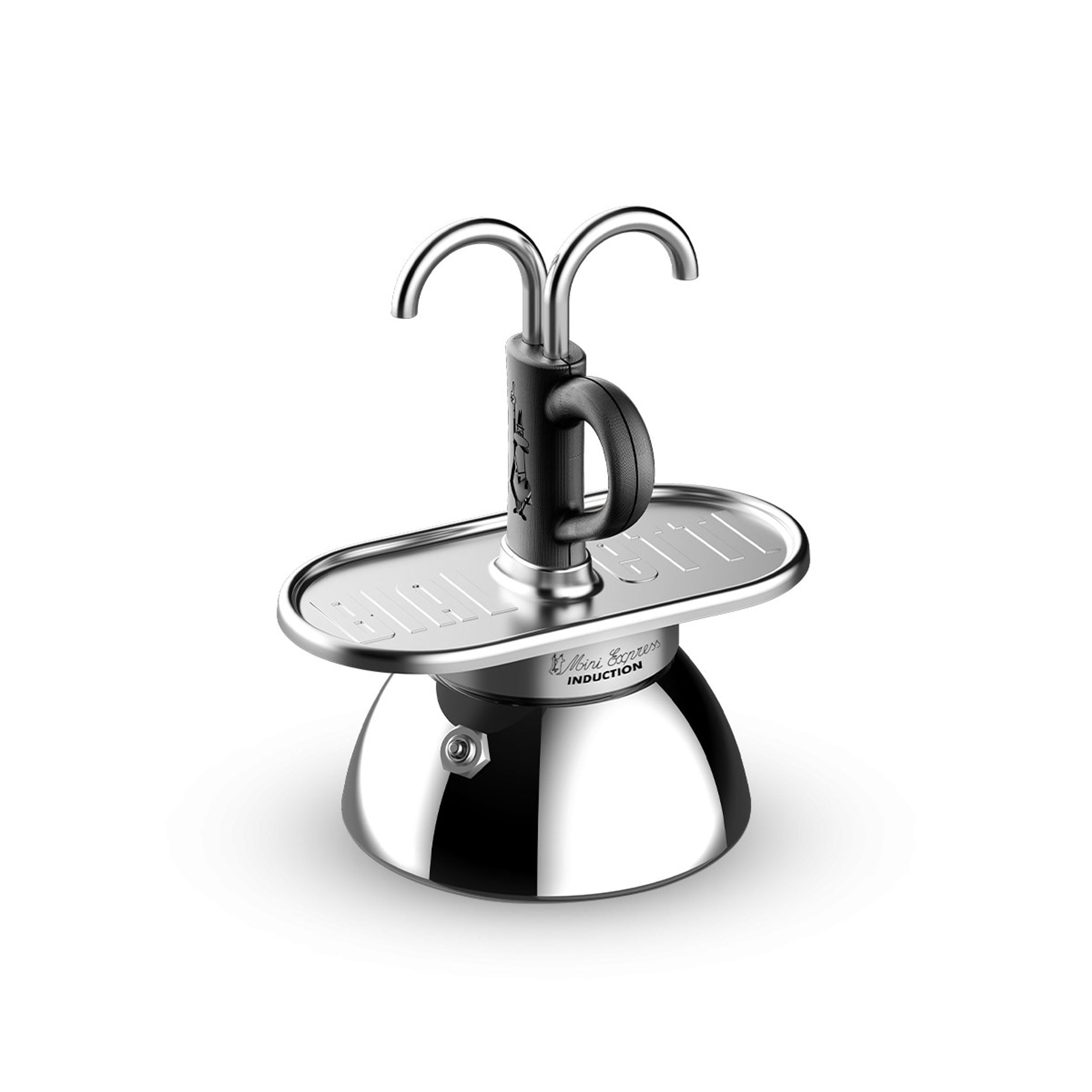 Bialetti Mini Express Induction Coffee Maker - 2 Cup Aluminum Stovetop Espresso Maker, Black - Perfect for Home, Office & Travel