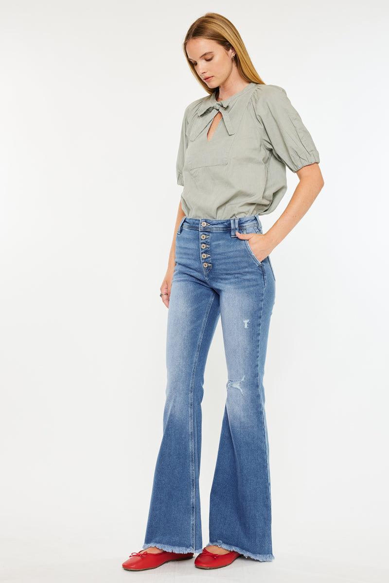 Sianne Women's High Rise Flare Jeans - Stretchy Denim Pants for Casual & Retro Style | Perfect for Everyday Wear, Date Night & 70s Fashion Looks