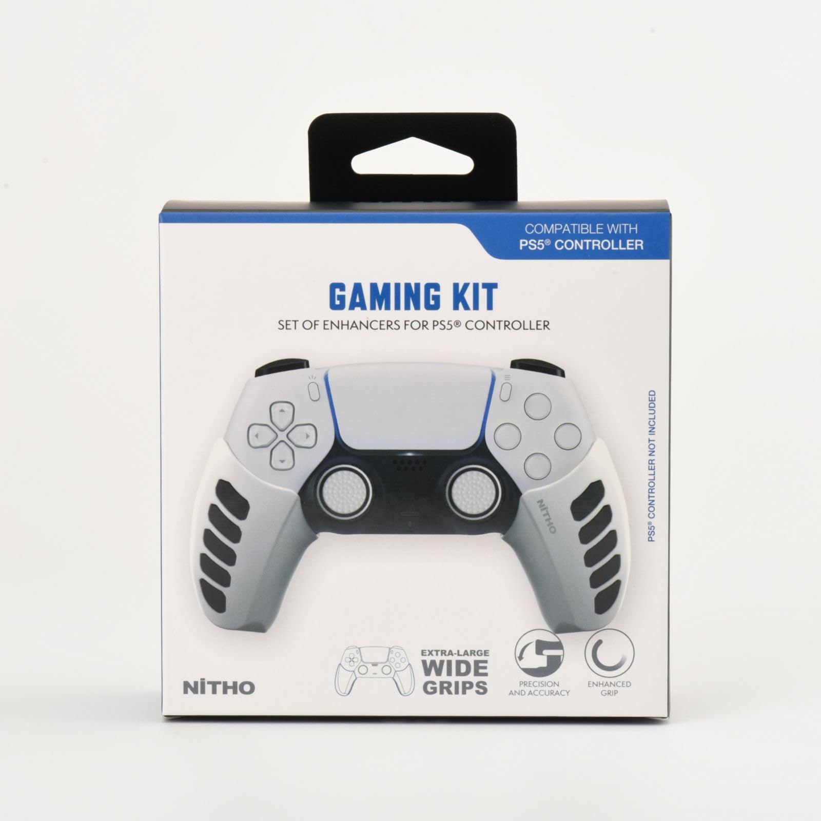 PS5 Controller Gaming Kit - Anti-Sweat Silicone Grips, Joystick Caps & Precision Rings for Playstation 5 - White | Enhanced Gaming Comfort