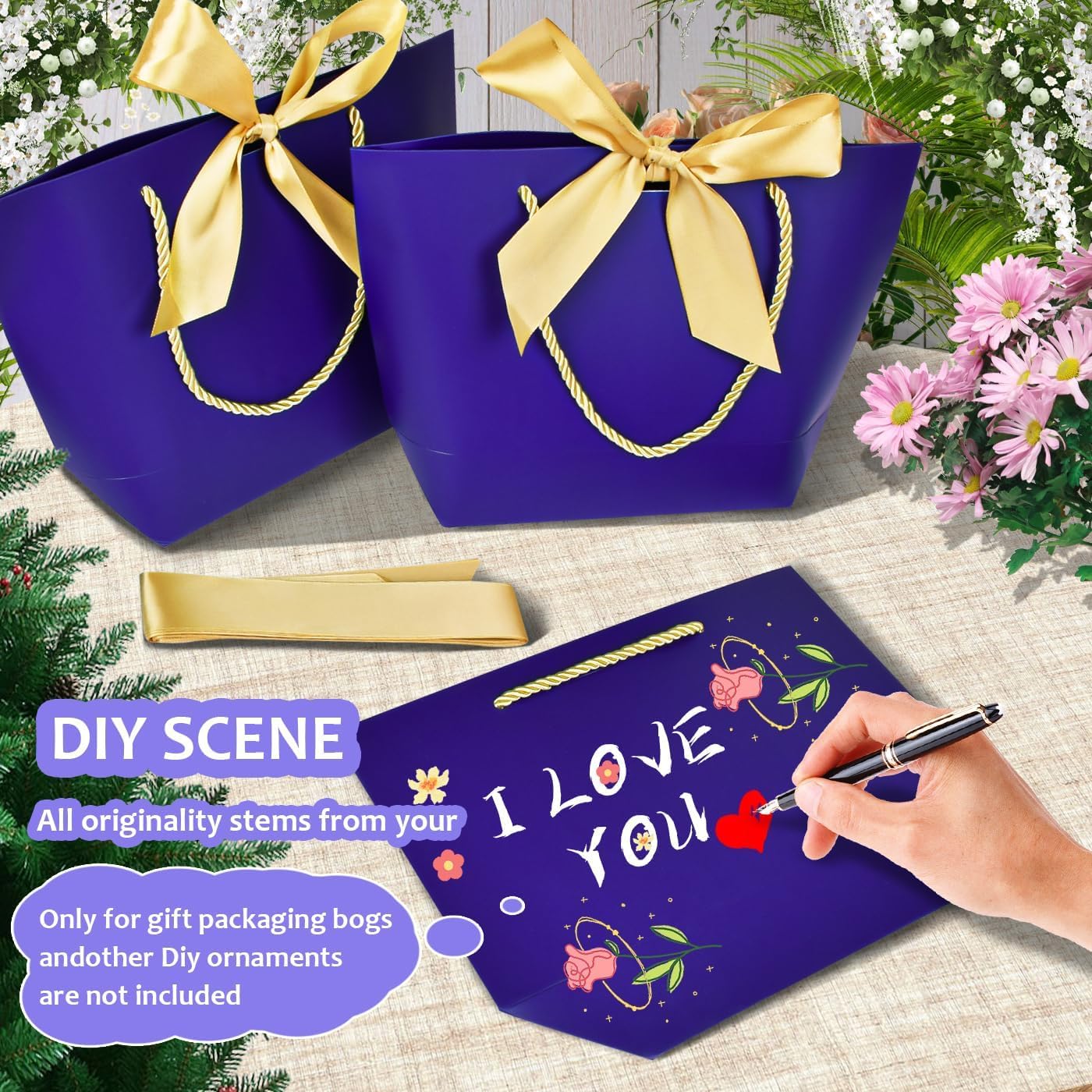 6-Pack Purple SATYAM KRAFT Gift Bags with Golden Bow Handles - Elegant Paper Goodie Bags for Christmas, Weddings, Birthdays & Parties | Perfect for Holiday Gifting, Wedding Favors & Seasonal Celebrations