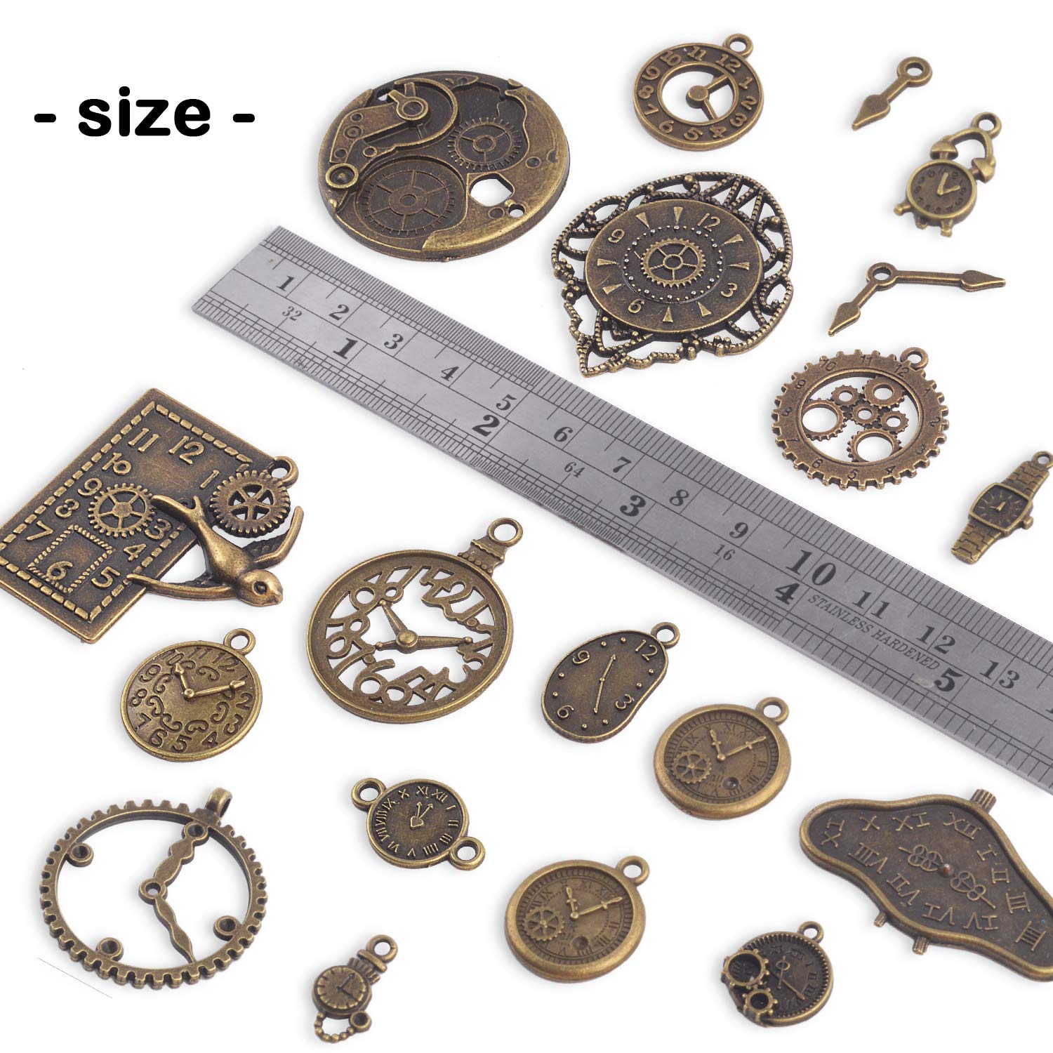 Steampunk Clock Face Charm Pendant - 100g Multi-Style Watch Dial & Gear Charms for DIY Jewelry Making - Perfect for Necklaces, Bracelets, and Craft Projects