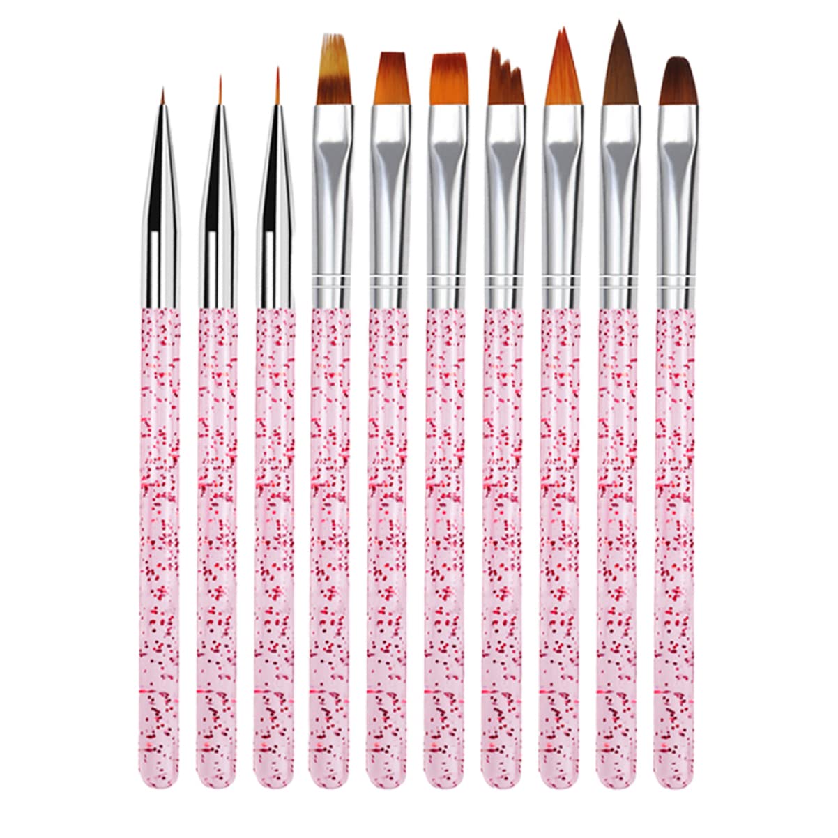 FRCOLOR Professional Nail Art Brush Set - 10PCS Manicure Liner Brushes for Acrylic, Gel & Dip Powder Nails - Fine Tip Nail Pen Brush Kit for Salon & Home DIY Nail Designs