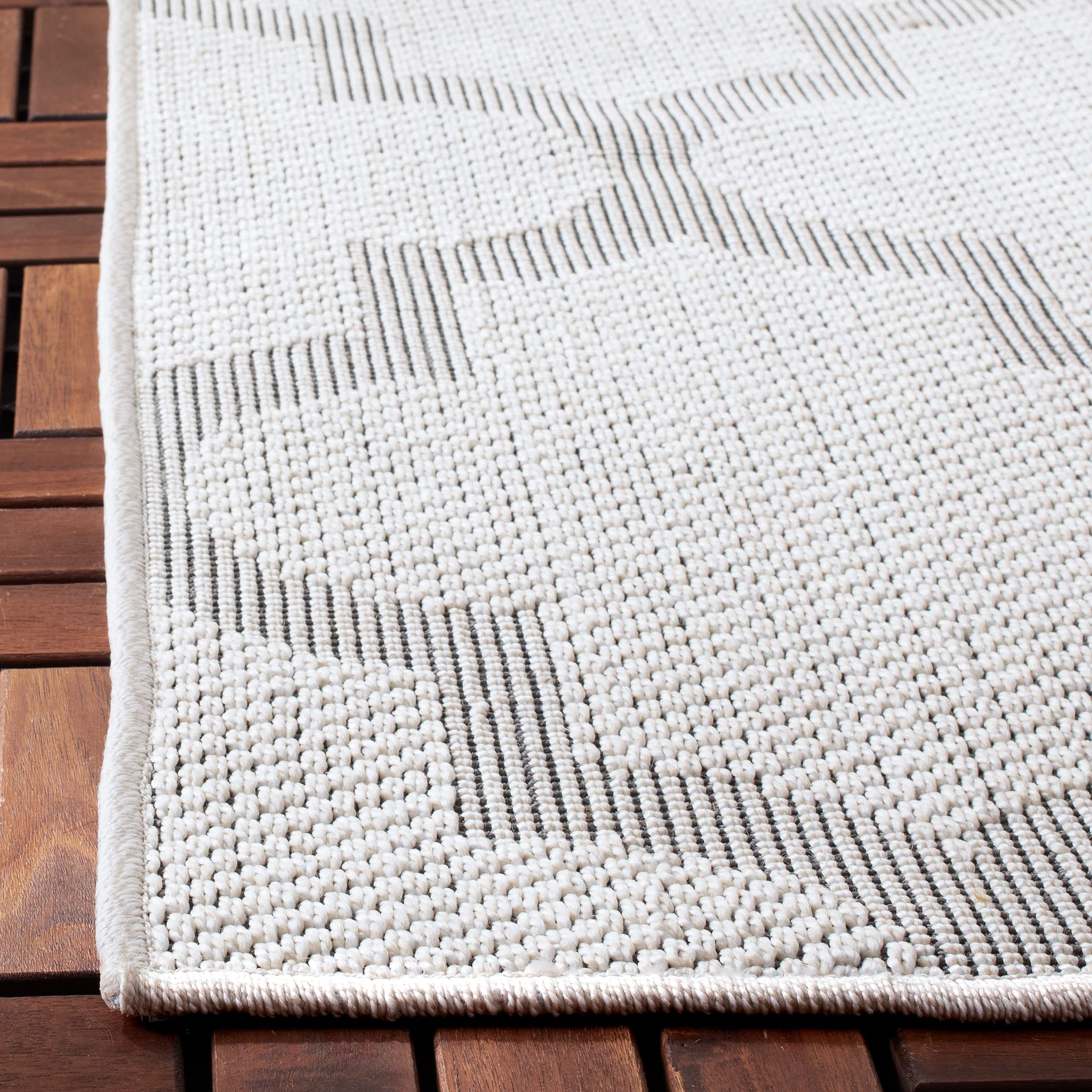SAFAVIEH Bermuda Collection 3' x 5' Ivory & Light Grey Accent Rug - Non-Shedding, Machine Washable Indoor/Outdoor Rug for Patio, Backyard, Mudroom - Easy Care, Durable & Stylish Home Decor