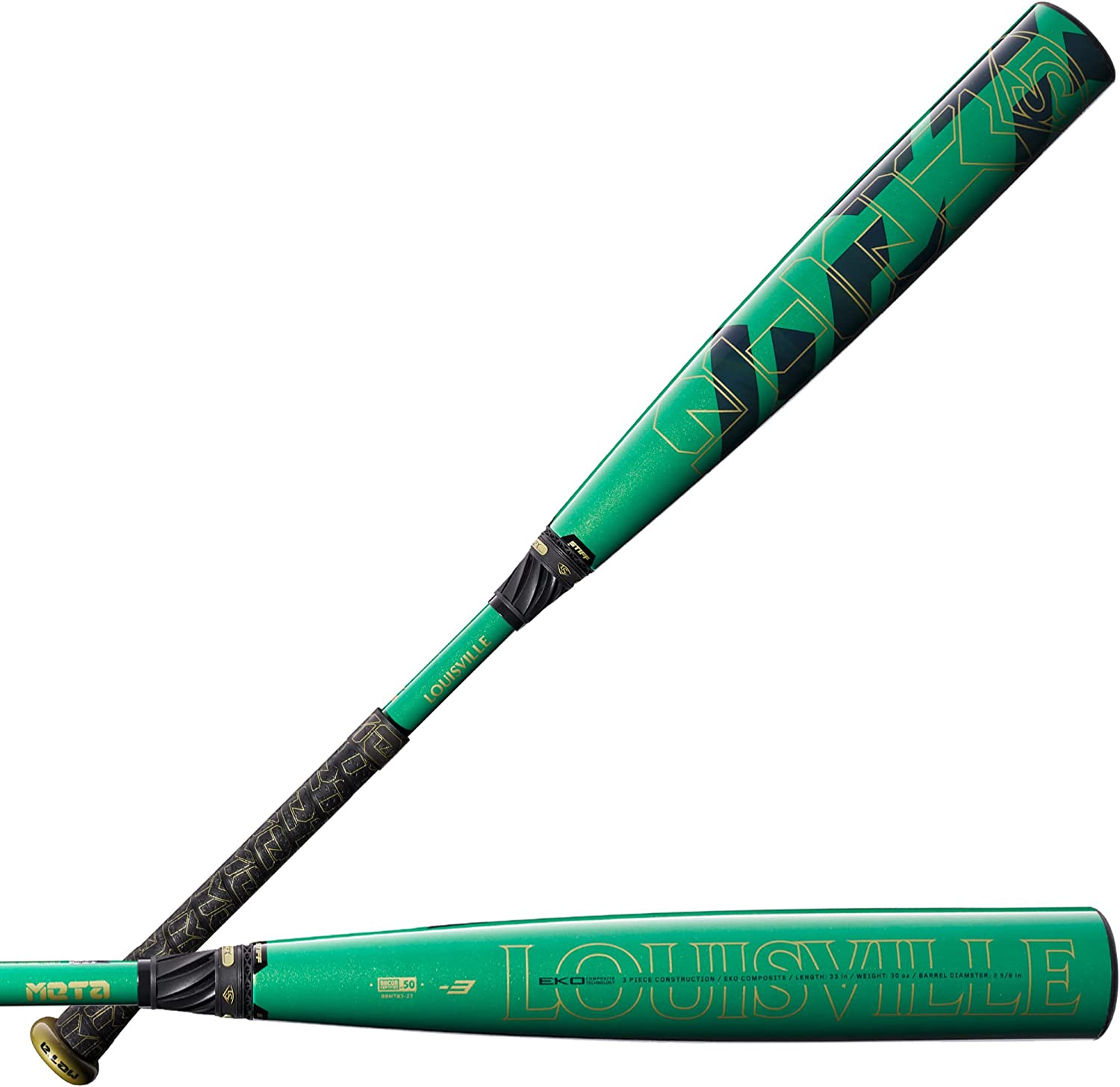 2023 Louisville Slugger Meta BBCOR Baseball Bat - 3-Piece Composite Design, Green | Perfect for High School & College Players, Competitive Games & Training