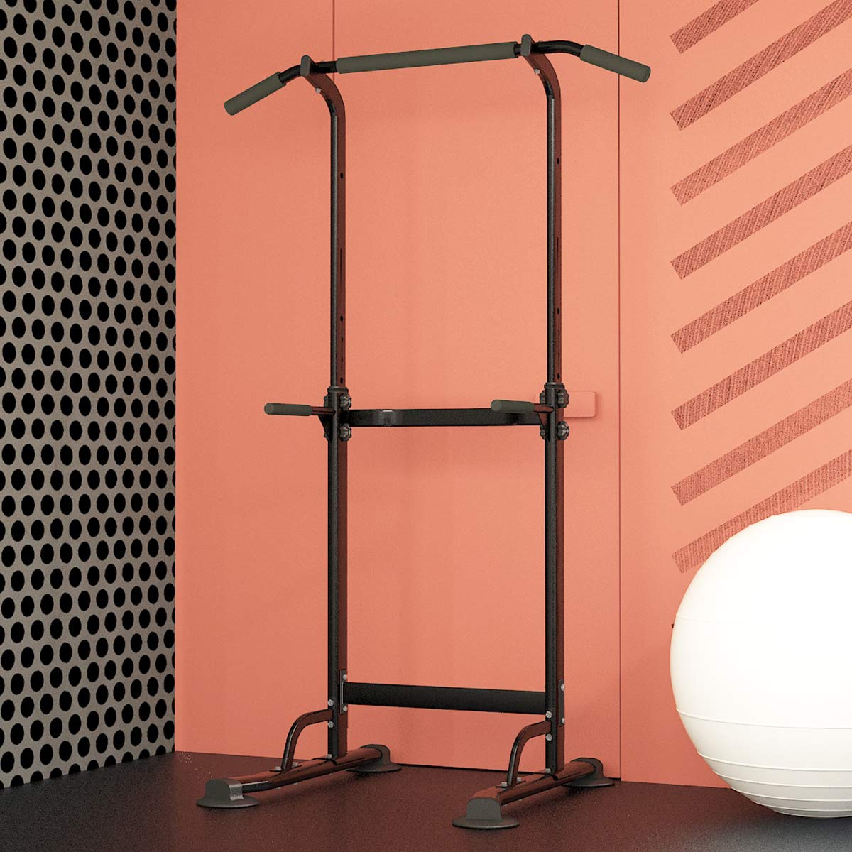 SOGESFitness Power Tower - Adjustable Pull Up & Dip Station (165-210cm) for Home Gym - Multifunctional Workout Equipment for Push Ups, Pull Ups & Core Training - Perfect for Strength Training & Bodyweight Exercises