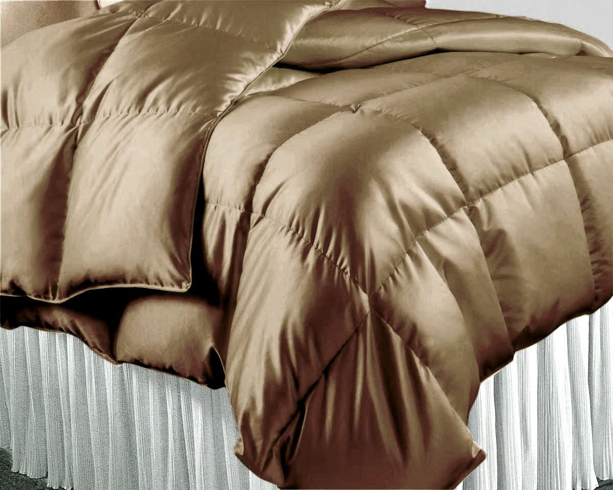 Premium 500 GSM Twin XL Comforter Set - 3 Piece Satin Taupe Bedding (Comforter + 2 Pillow Shams) | Ultra Soft & Breathable for Twin XL Beds | Perfect for Dorm Rooms, Guest Bedrooms & Cozy Nights
