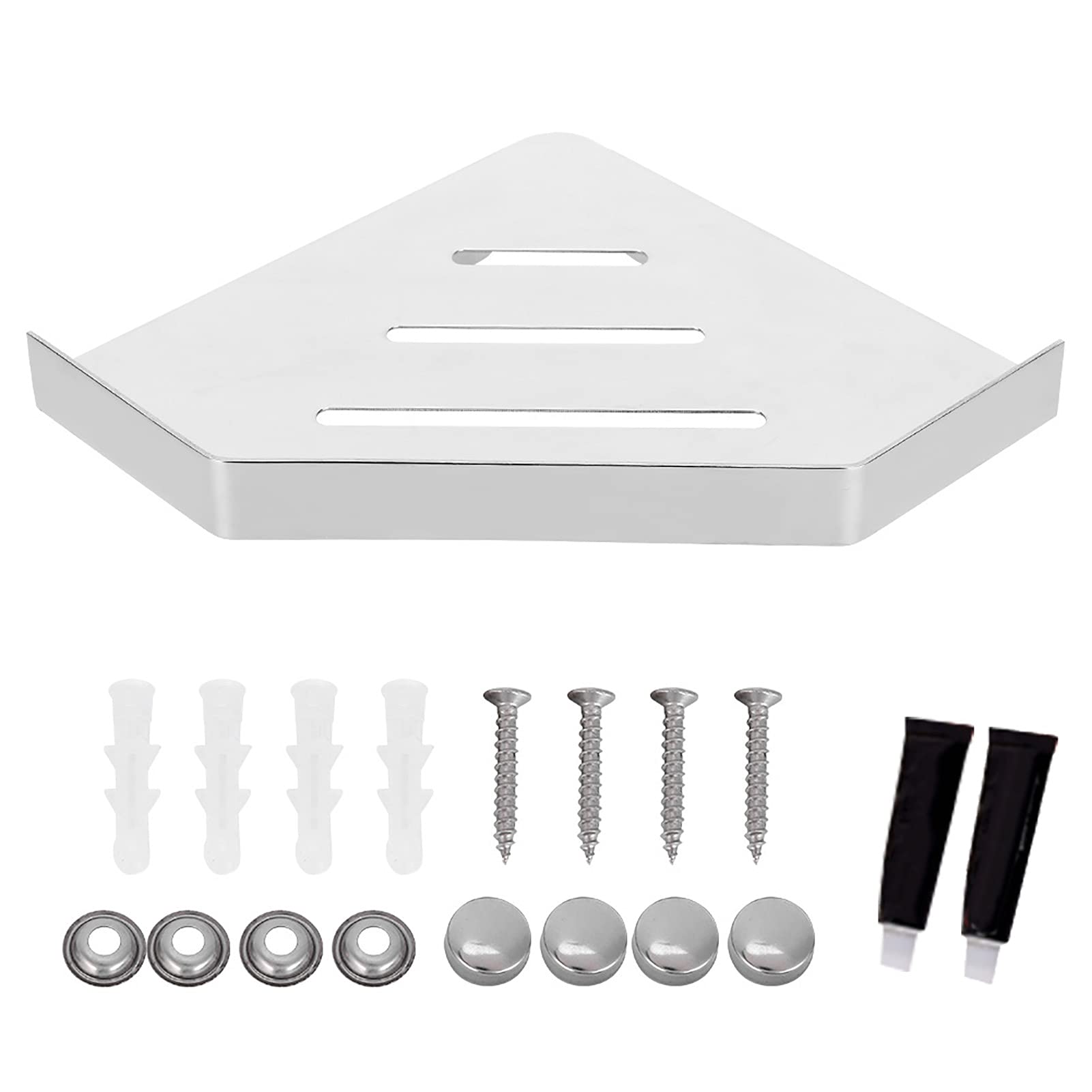 Keenso Rustproof Stainless Steel Wall Mounted Shower Corner Shelf - No Drilling Bathroom Organizer for Soap, Shampoo & Toiletries | Space-Saving Shower Storage Solution for Small Bathrooms & Apartments