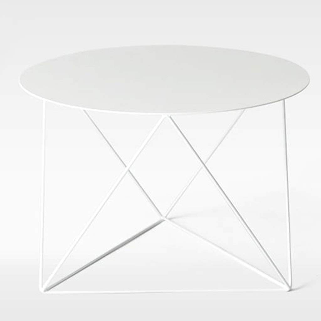 White Iron End Table - Nightstand, Coffee Table & Sofa Side Table for Living Room & Bedroom - Perfect for Holding Lamps, Books & Drinks While Relaxing