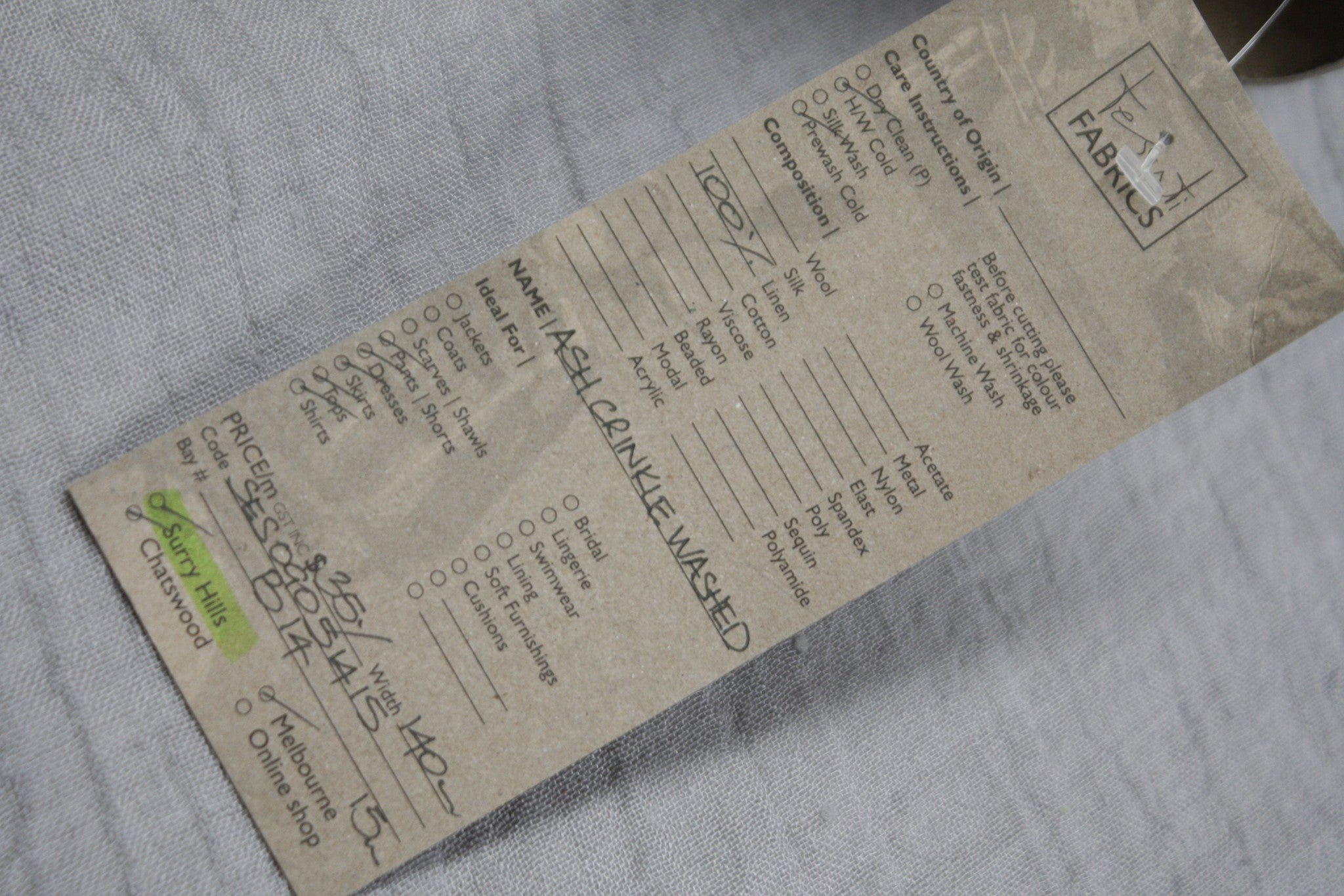 Premium Ash Crinkled Washed Linen Fabric - Soft & Durable for Clothing, Home Decor & DIY Crafts | Perfect for Dresses, Curtains & Upholstery