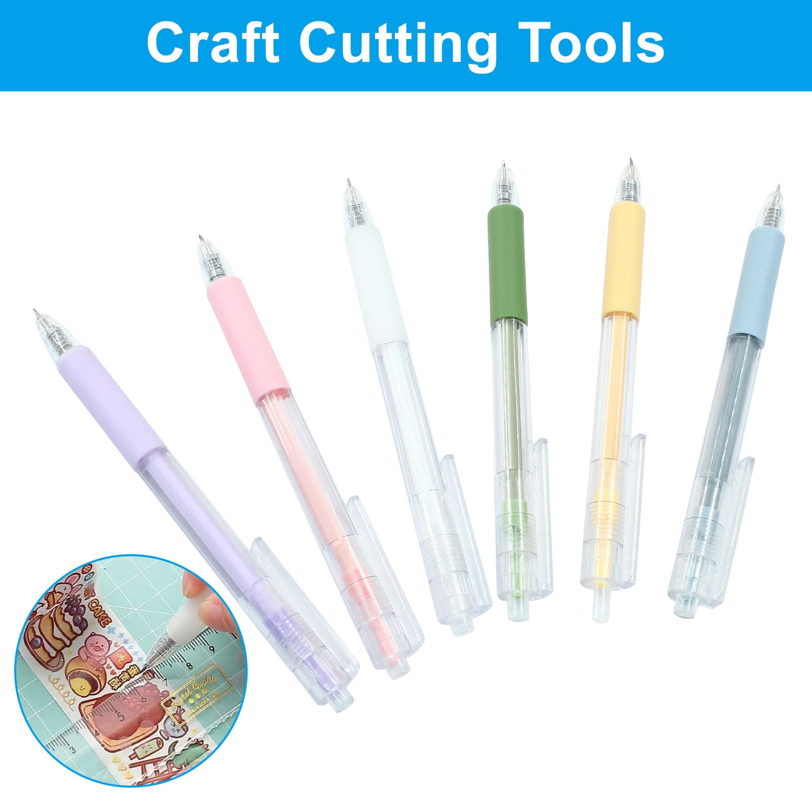 6Pcs Retractable Craft Knife Pens - Precision Paper Cutting Tools for Scrapbooking, Card Making & DIY Art Projects (6 Colors) - Perfect for Artists, Crafters & Hobbyists