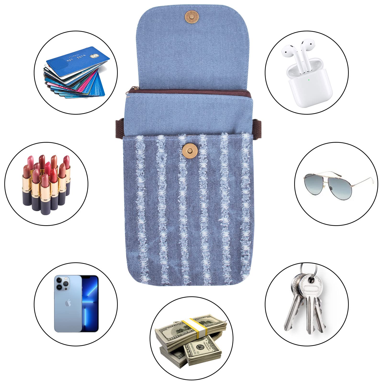 WITERY Small Canvas Crossbody Phone Purse Wallet - Handmade Adjustable Shoulder Strap Cute Cell Phone Bag for Women | Perfect for Travel, Shopping & Everyday Use