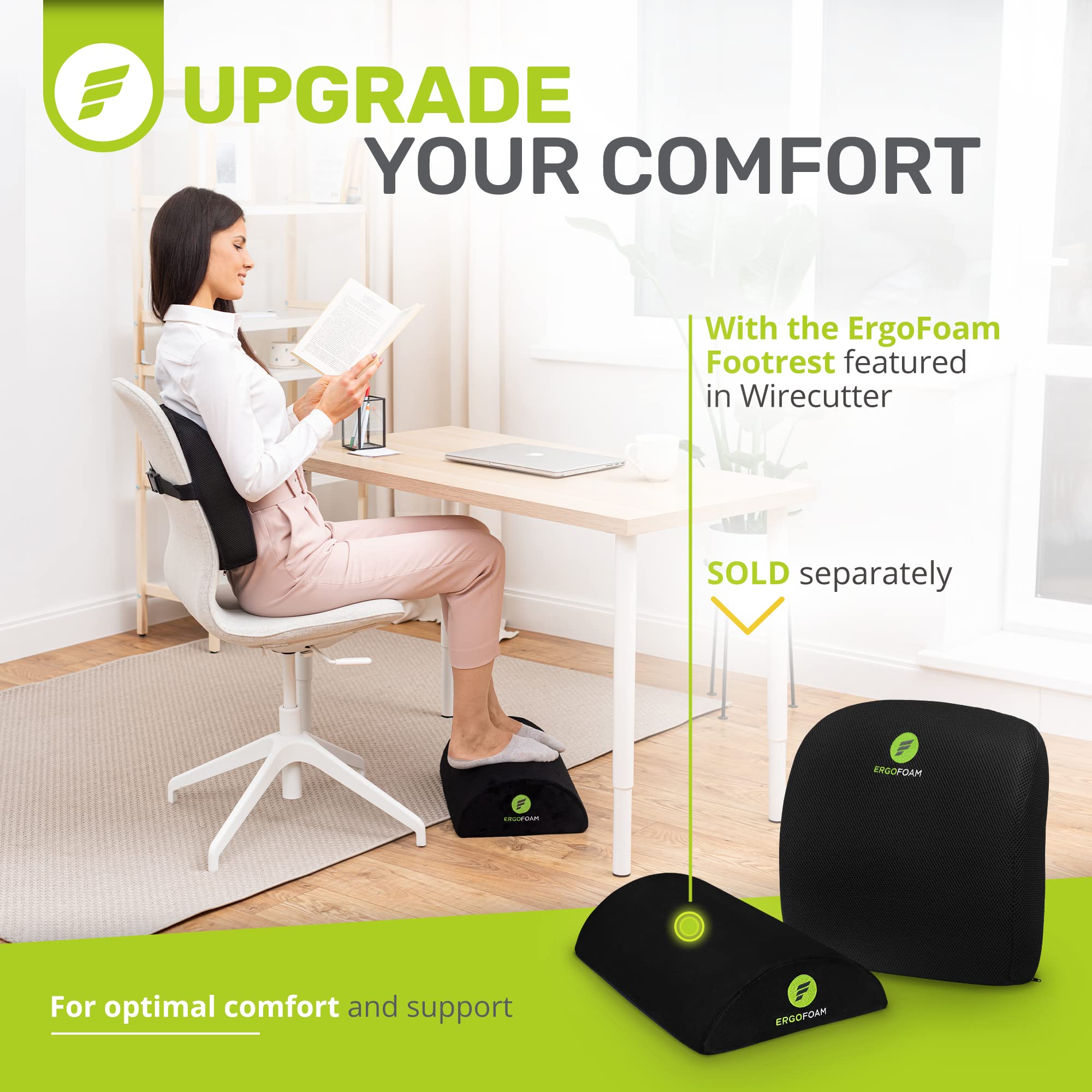 ErgoFoam Lumbar Support Pillow for Office Chairs - Premium Breathable Mesh Back Cushion for Back Pain Relief - Most Comfortable Orthopedic Seat Cushion for Home & Office Use - Perfect for Long Work Hours, Gaming, and Driving