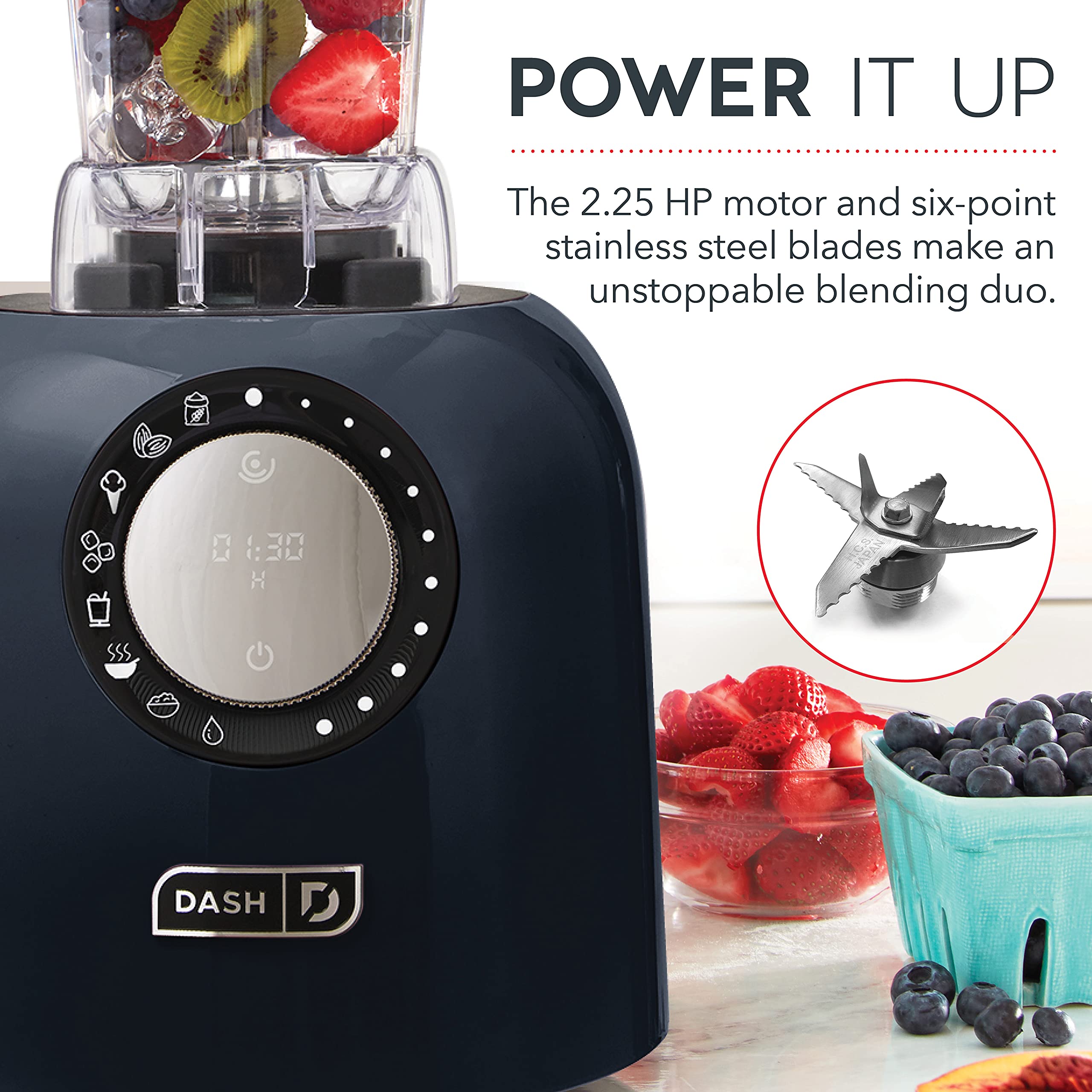 Dash Chef Series Deluxe Digital 64 oz Countertop Blender with Stainless Steel Blades - Tritan Blending Jug, Tablet Stand & USB Port - Perfect for Smoothies, Nut Butters, Soups & Meal Prep - Ideal for Kitchens, Restaurants & Healthy Lifestyles - Black