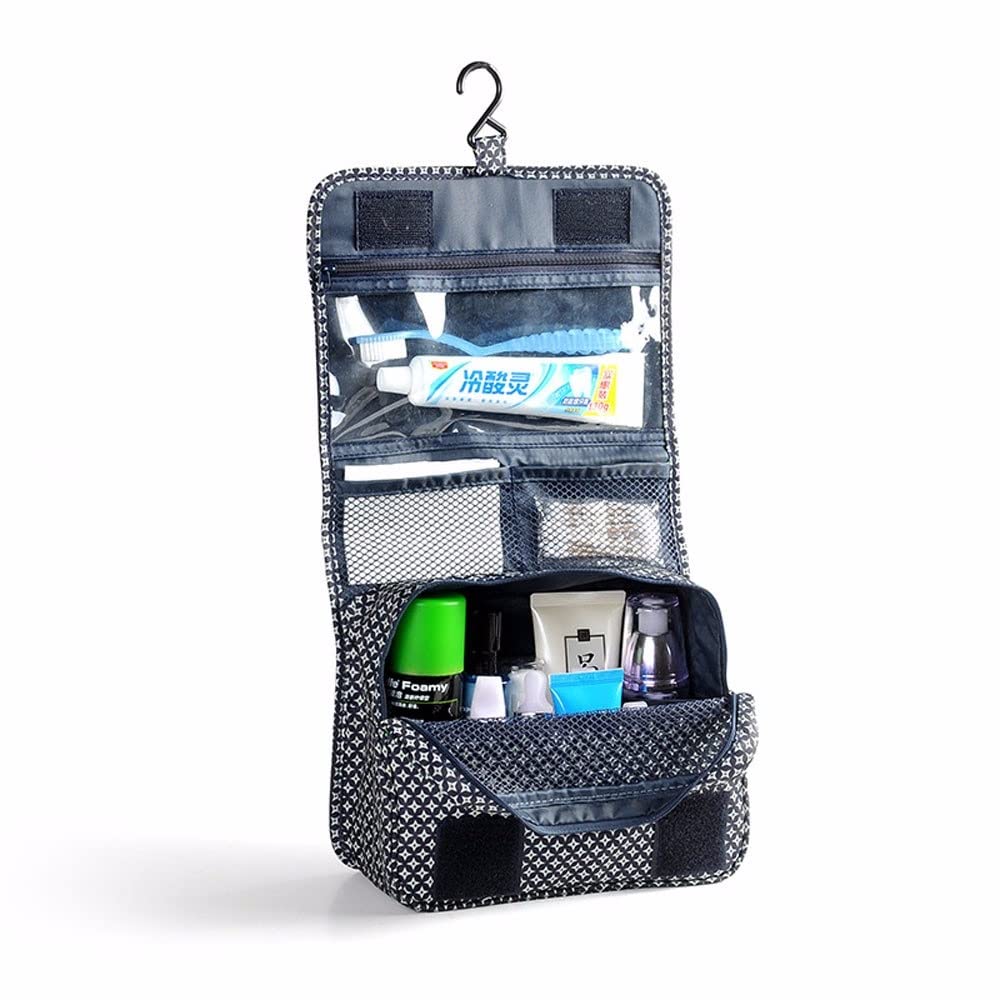 WANQLYN Professional Cosmetic Makeup Kit Organizer - Waterproof Travel Makeup Bag with Storage Pouch, Dark Blue Cosmetic Case for Women | Perfect for Travel, Home & Salon Organization