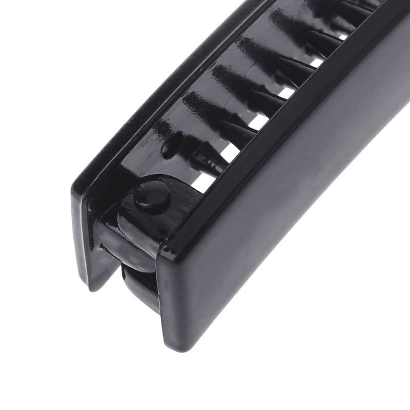 12 Pack Black Square Banana Hair Clips - 10cm Plastic Barrettes for Ponytails & Hairstyles | Perfect for School, Work, and Everyday Hair Accessories