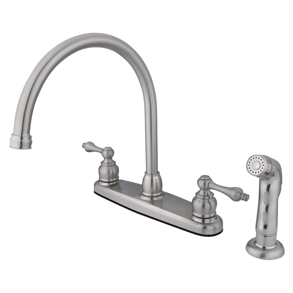 Kingston Brass KB726ALSP Vintage 8-Inch Centerset Kitchen Faucet with Pull-Down Sprayer - Perfect for Farmhouse, Cottage & Traditional Style Kitchens