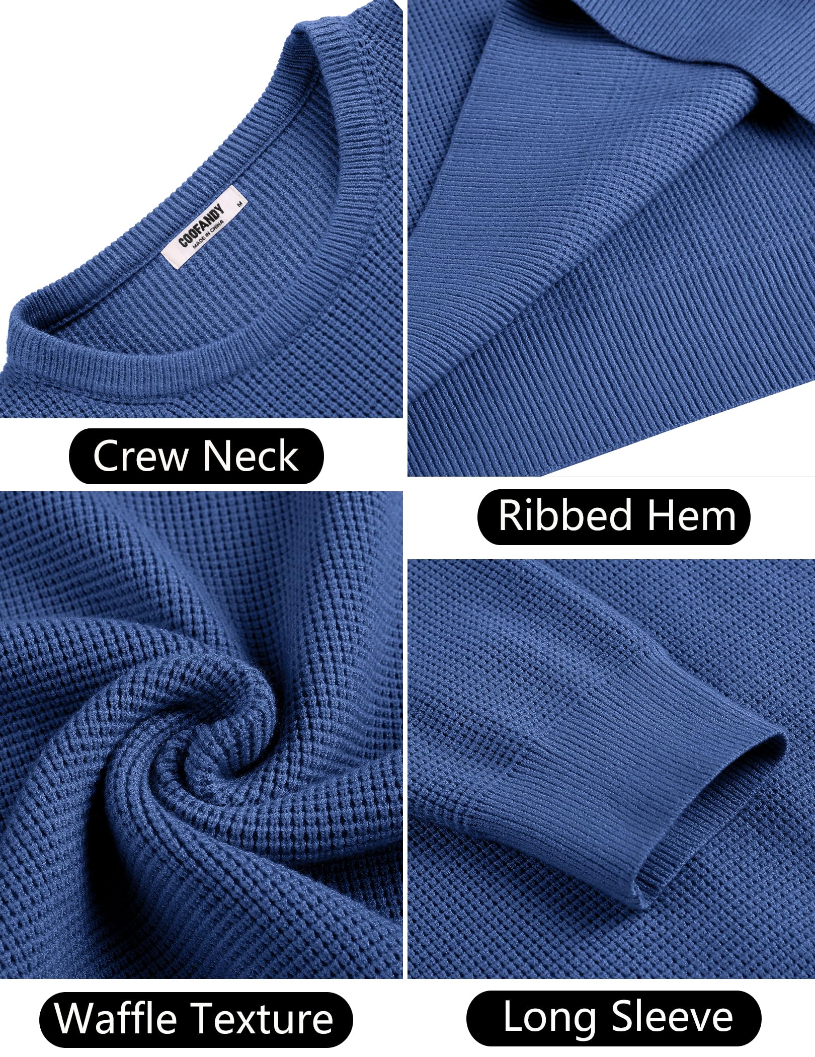 COOFANDY Men's Waffle Knit Crewneck Sweater - Soft Midweight Pullover for Men, Casual Winter Warm Textured Sweater | Perfect for Office, Date Night & Fall Layering