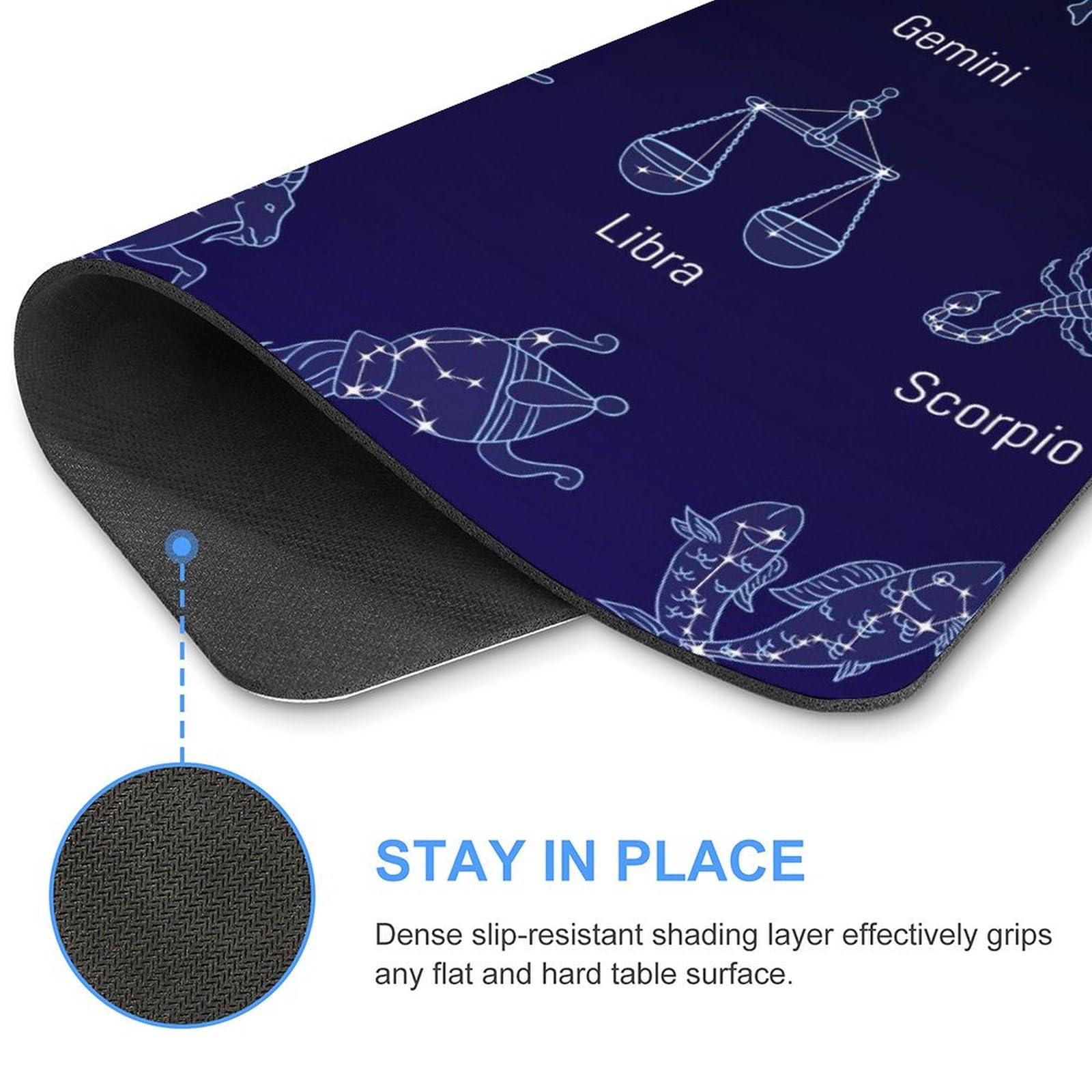 Zodiac Signs Sky Design Durable Non-Slip Waterproof Gaming Mouse Pad - 20x25cm Large Mouse Mat for PC Laptop Office & Home Use - Perfect for Gamers, Graphic Designers & Computer Work