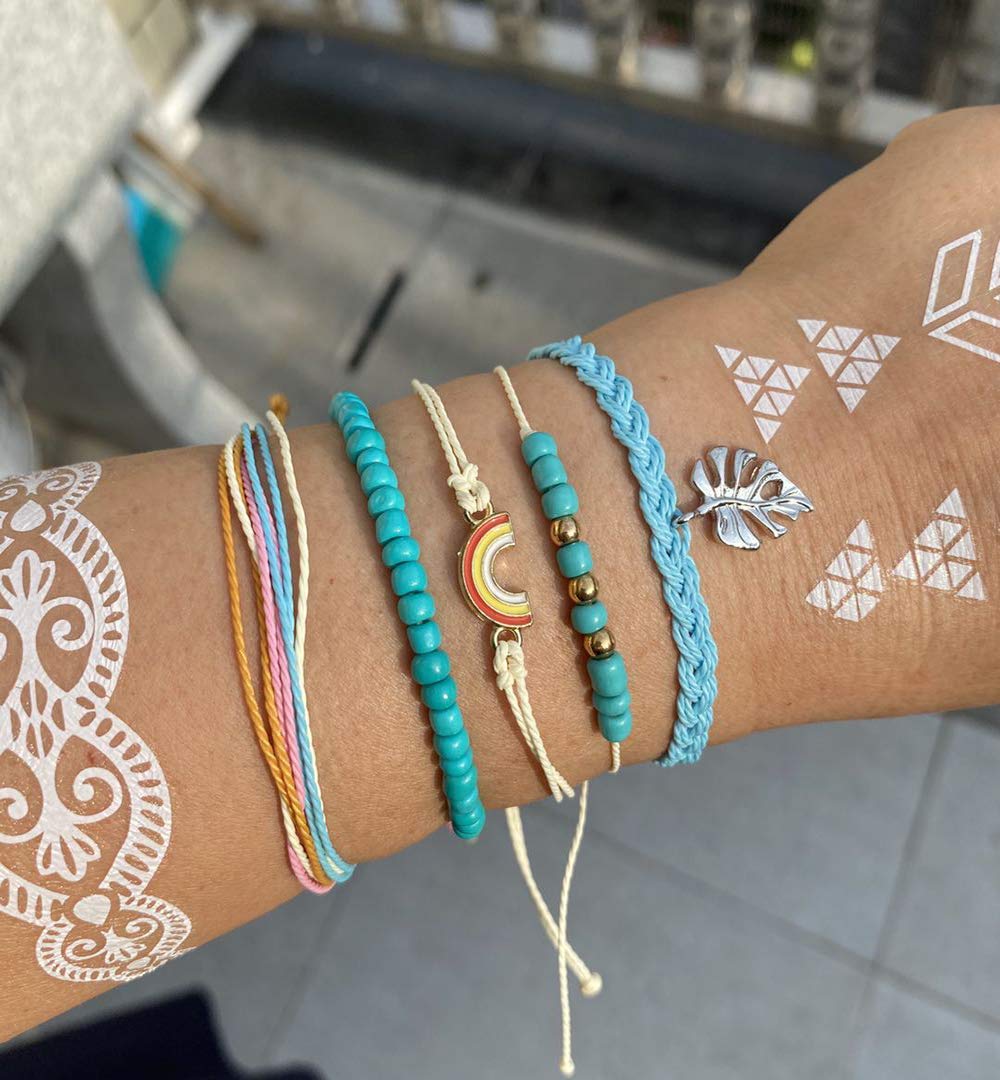 Trendy Adjustable Handmade Braided Friendship Bracelets for Women - Cute Surfer Beach Wave Ankle Bracelets, Perfect Gifts for Stocking Stuffers | Ideal for Beach Parties, Summer Outfits & Boho Fashion Accessories