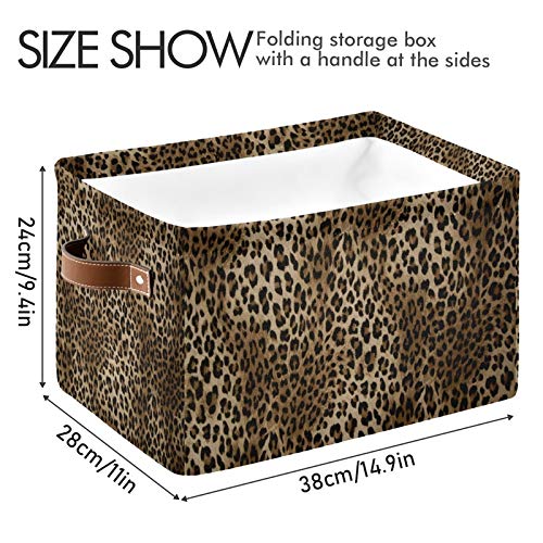 SEULIFE Foldable Storage Basket - Large Collapsible Organizer Bin with Handles for Toys, Bathroom, Nursery & Closet | Animal Print Tiger Leopard Design | Space-Saving Storage Solution for Home Organization (1 Pack)