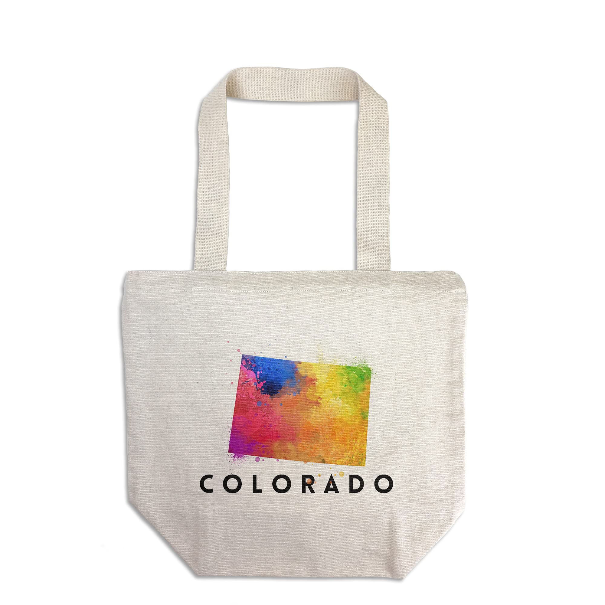 Lantern Press Colorado State Abstract Watercolor Tote Bag - 100% Cotton Canvas Reusable Shopping Bag for Groceries, Beach & Travel