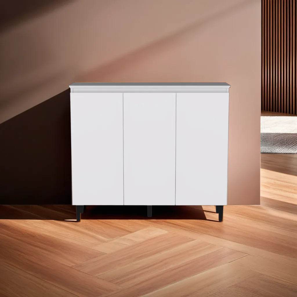 Hale 3-Door Shoe Storage Cabinet - Organize Entryway, Closet & Mudroom Shoes - Space Saving Shoe Rack for Home & Office