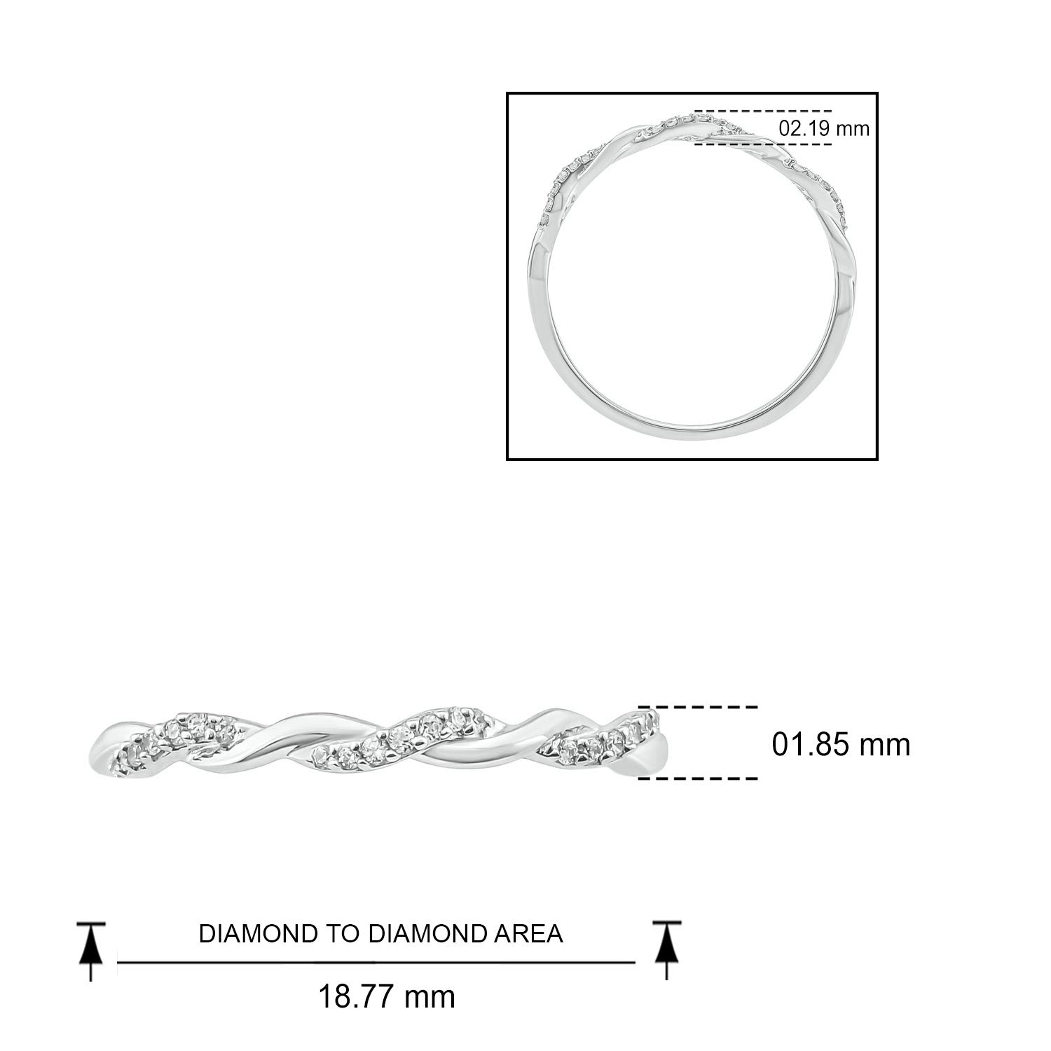1/20 CT Natural Diamond Stackable Ring for Women - 10K Yellow & White Gold Twist Stacking Ring | Elegant Diamond Wedding & Engagement Jewelry | Perfect Gift for Her, Anniversary, Birthday & Special Occasions