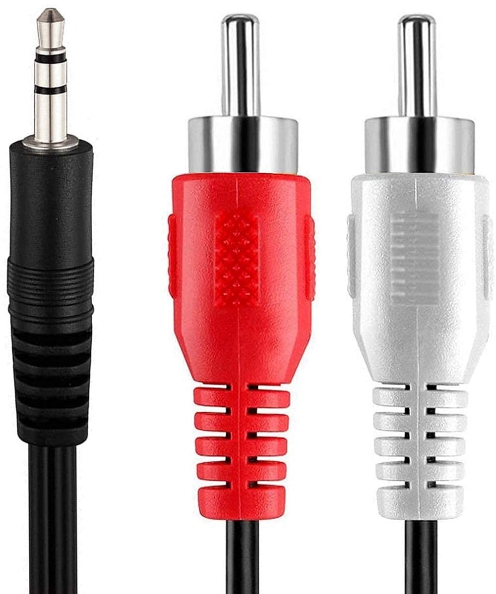 Improvhoome® 3.5mm Male to 2 RCA Male Audio Video Cable - 1.4M Gold-Plated AV Cable for TV, Speaker, Amplifier Connection | Home Theater & Stereo System Setup (Color-02)