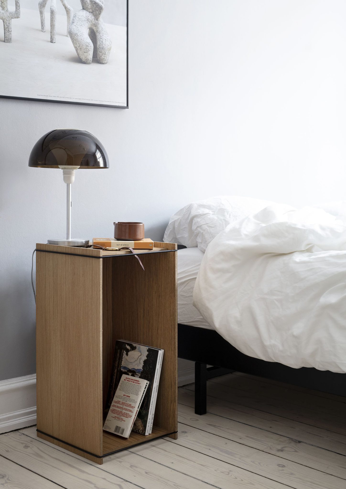 MOEBE Stackable Storage Box & Bedside Table - Natural Oak & Black Wooden Organizer for Bedroom, Living Room, or Office | Multi-Functional Home Decor & Storage Solution