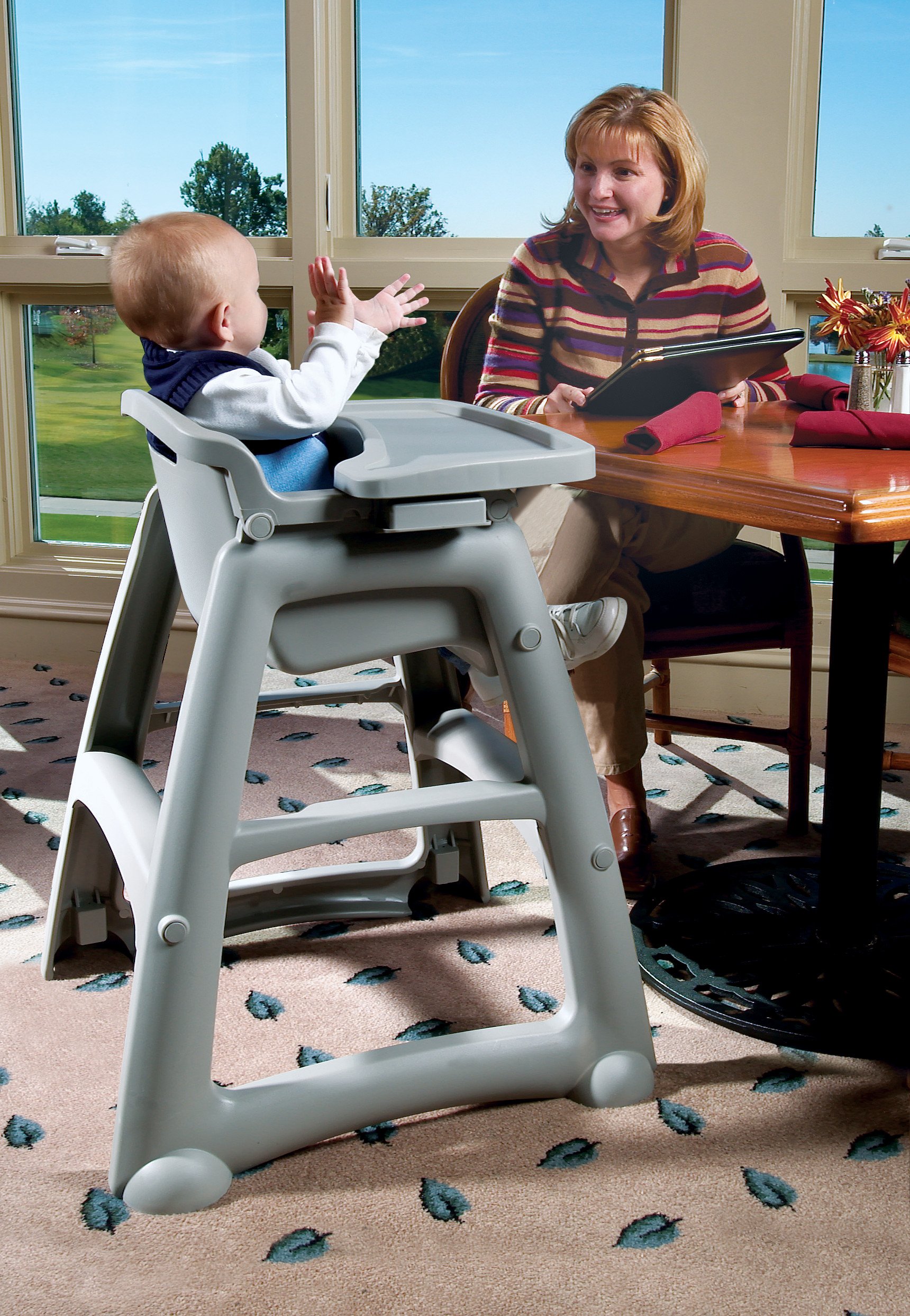 Rubbermaid Commercial Unassembled Platinum High Chair for Babies & Toddlers - Sturdy, Space-Saving Design Fits Under Tables | Perfect for Home, Restaurant & Daycare Use