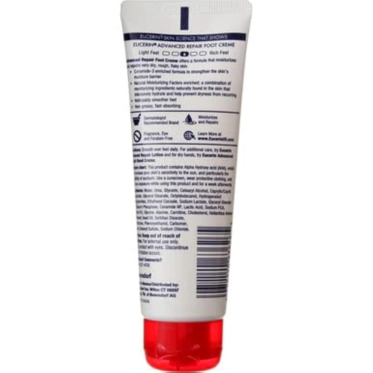 Eucerin Advanced Repair Foot Cream for Very Dry Skin – Lightweight, Fragrance-Free, 3 oz – Hydrates & Soothes Cracked Heels – Perfect for Daily Foot Care & Overnight Treatment