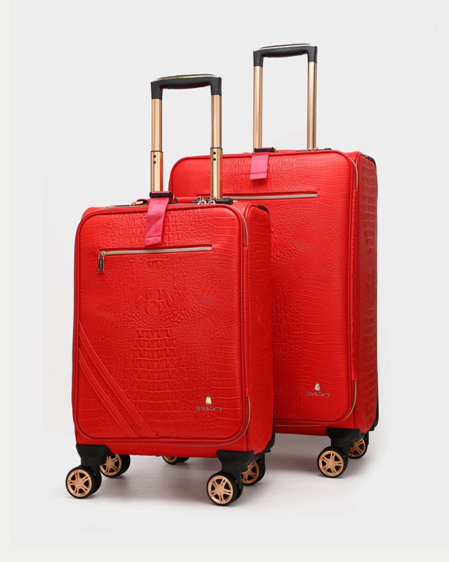 Apollo 2 Ultimate Travel Set - Premium Red Luggage Collection for Business & Vacation | Carry-On & Check-In Suitcase Combo