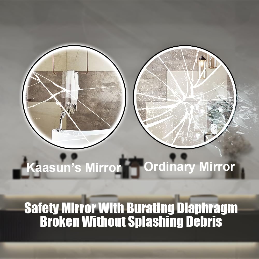 30 Inch Dimmable LED Round Bathroom Mirror - Wall Mounted Anti-Fog Vanity Mirror with Touch Switch & Demister Pad | Perfect for Makeup, Shaving & Home Decor