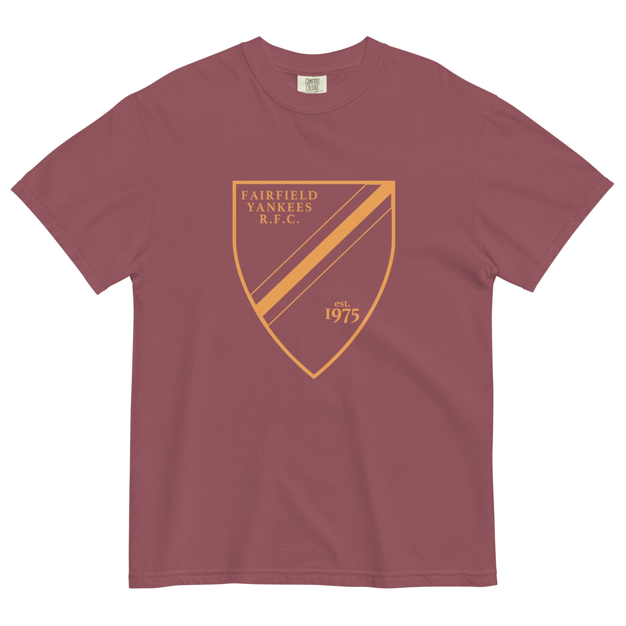 Fairfield Yankees RFC Garment Dyed Cotton T-Shirt - Vintage Washed Soft Crewneck Tee for Men | Casual Wear, Sports Fan Apparel, Everyday Outfits