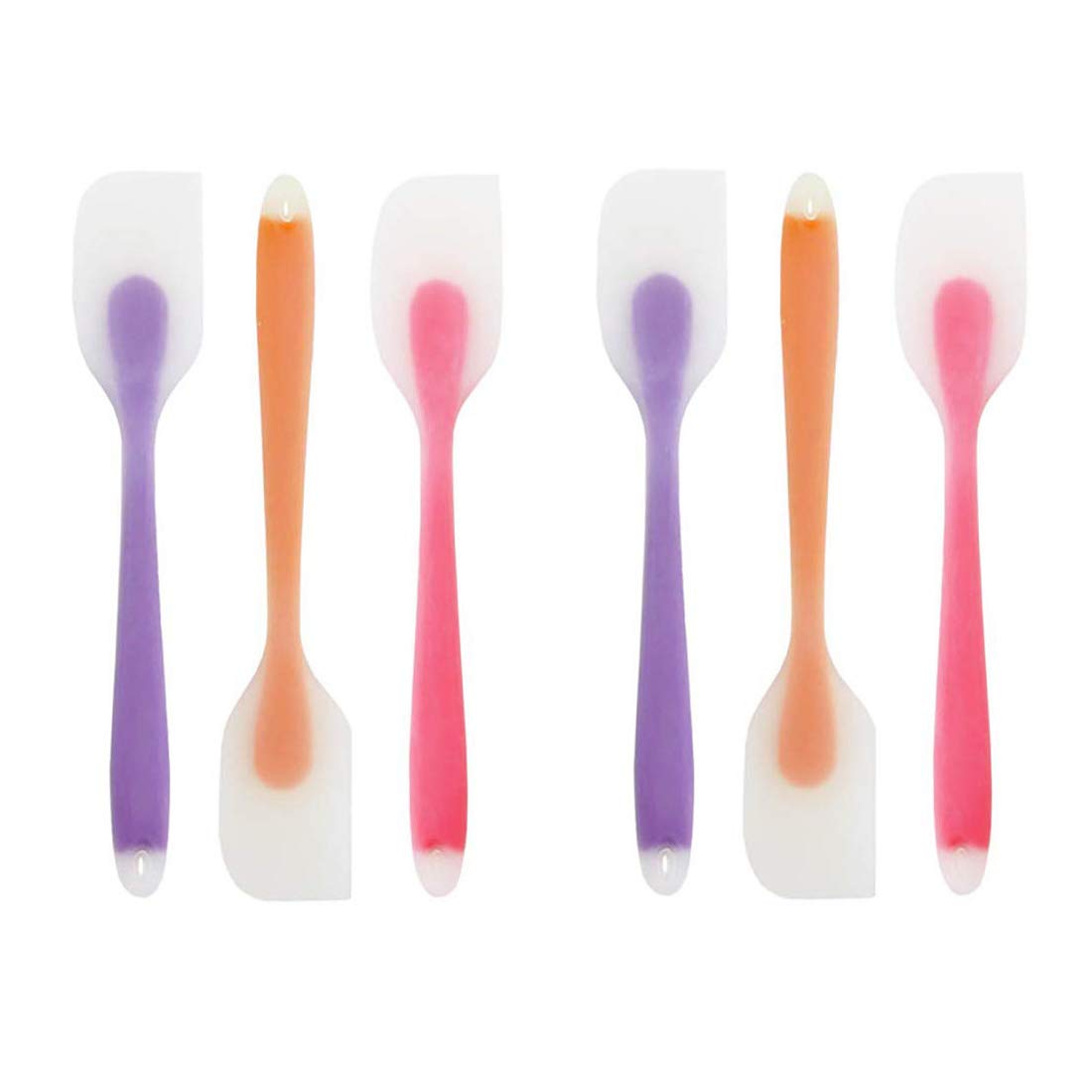 Premium Silicone Kitchen Utensil Set - 6-Piece Heat-Resistant Non-Stick Spatula Set for Baking & Cooking (Large, Purple/Orange/Red) - Perfect for Cake Decorating, Mixing, Flipping Pancakes & More