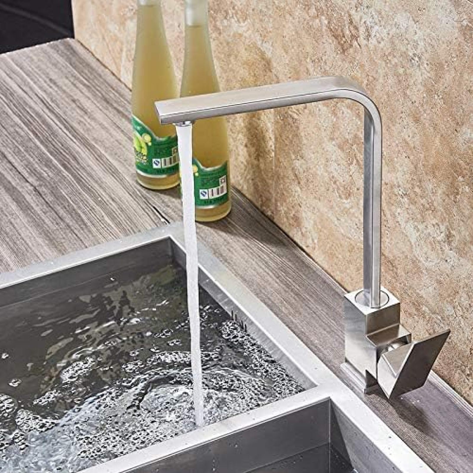 CRJUS Brushed Nickel Kitchen Faucet - High Arch 360° Swivel Spout, Hot & Cold Water Mixer, Solid Brass Construction for Sink - Perfect for Modern Kitchens, Restaurants & Commercial Use