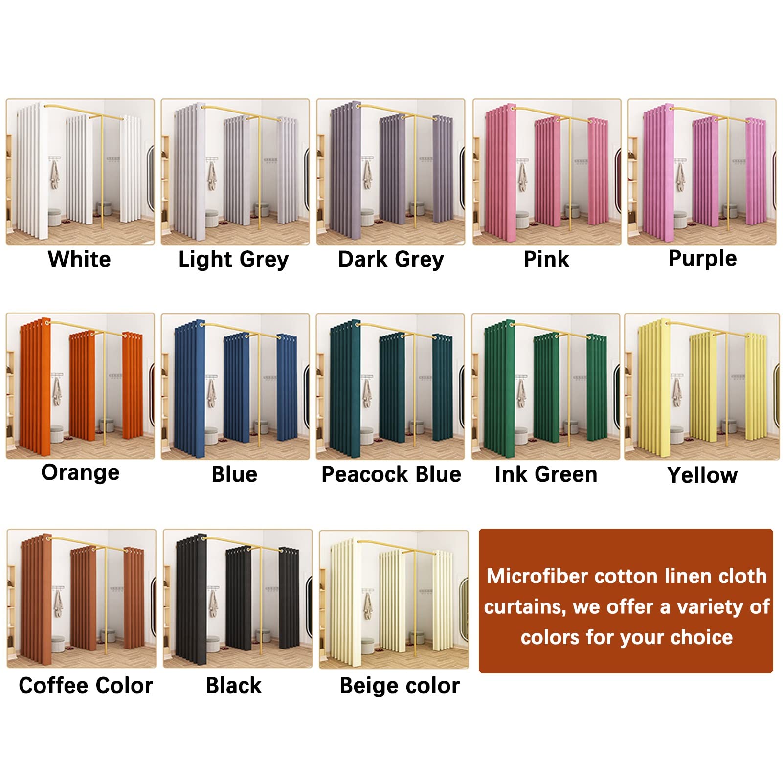 Wall-Mounted F-Shaped Clothing Store Fitting Room - Portable Privacy Changing Room with Blackout Curtains Kit for Retail Stores, Shopping Malls & Offices | Perfect for Dressing Rooms, Locker Rooms & Outdoor Events