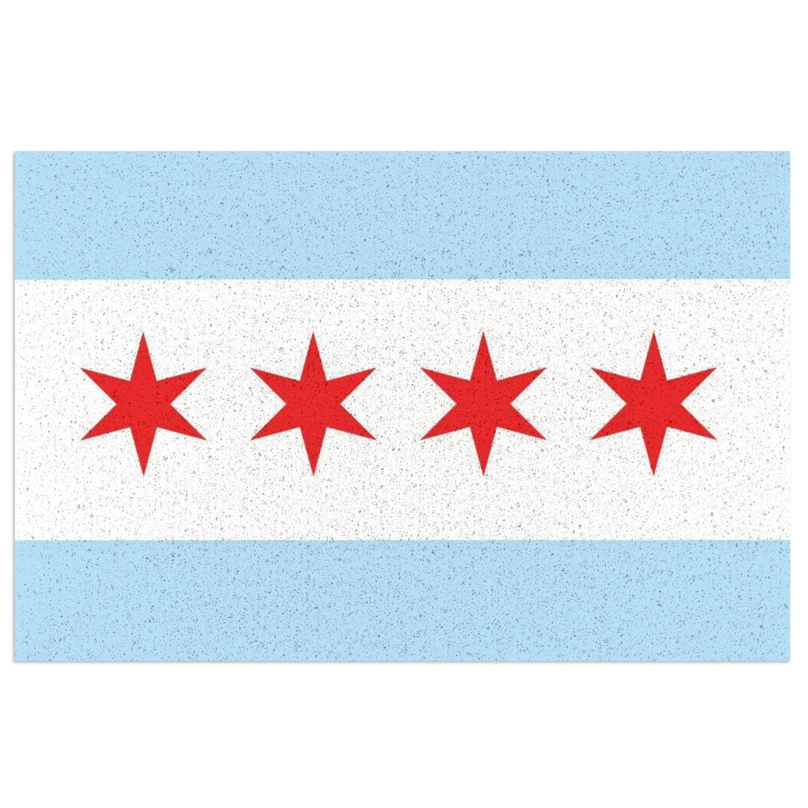 Chicago City Flag Doormat - Durable Non-Slip PVC Welcome Mat for Indoor & Outdoor Use - Perfect for Front Door, Kitchen, Bathroom, and Patio Decor