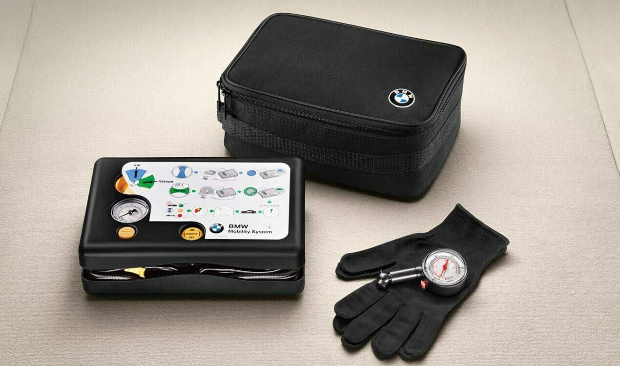 BMW OEM Genuine Tire Mobility Kit - Air Compressor & Inflating Bottle for Emergency Flat Tire Repair - Perfect for Roadside Assistance & Car Maintenance