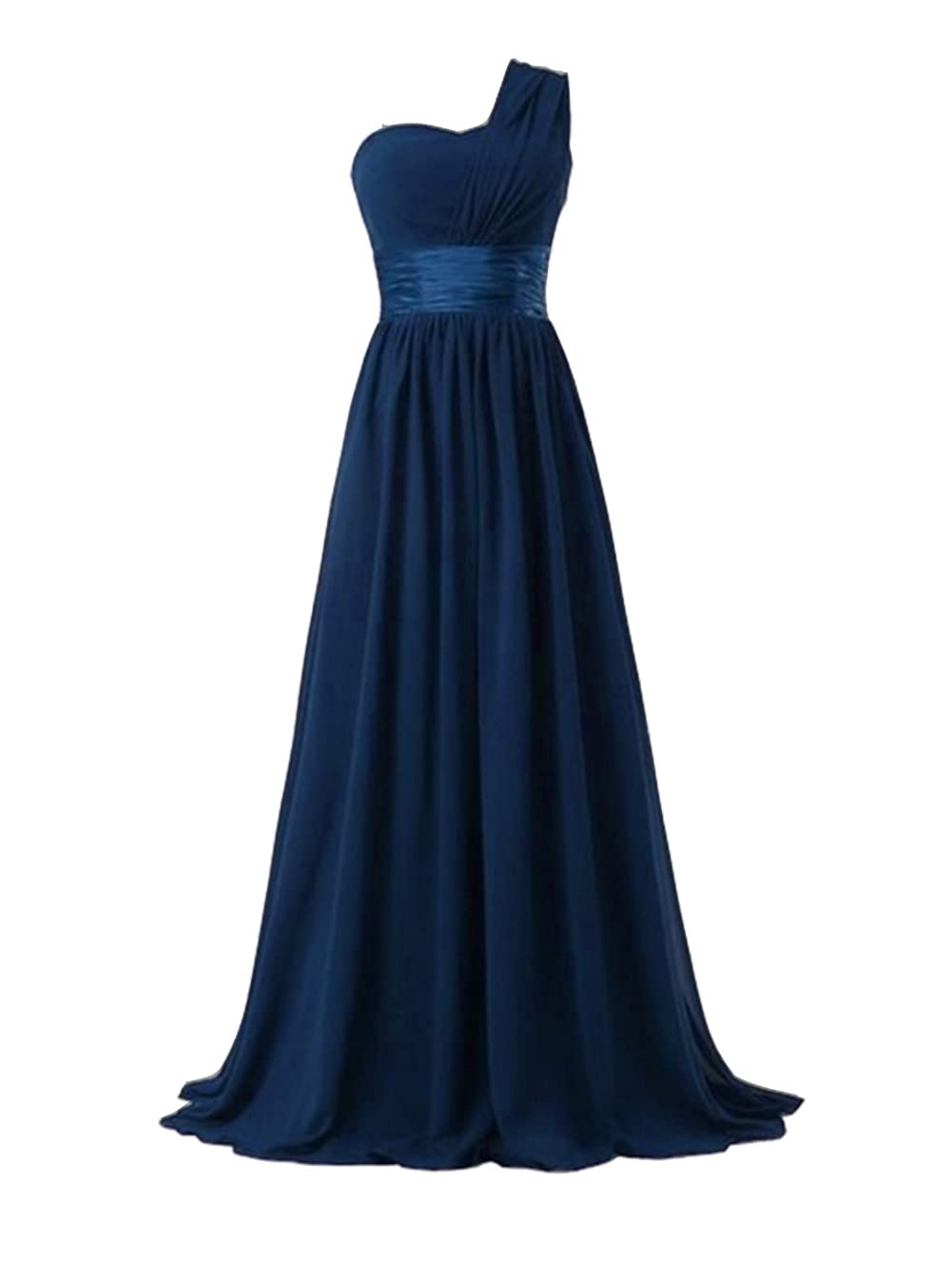 Elegant One Shoulder Sleeveless Chiffon Pleated Bridesmaid Dress - A-Line Long Prom Gown for Women | Perfect for Weddings, Parties & Formal Events